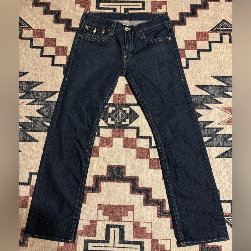 True Religion dark wash. Straight fit.